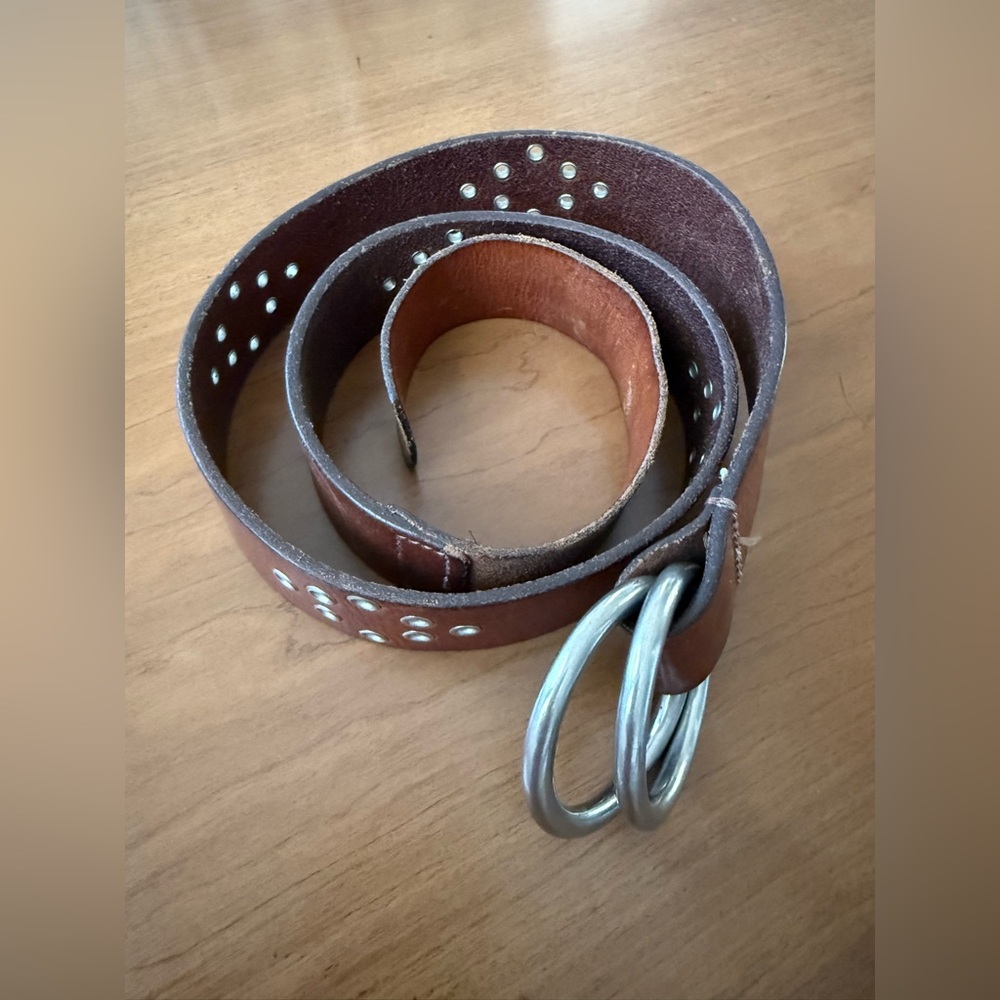 VTG Abercrombie & Fitch BROWN GENUINE LEATHER 1 3/8" Wd EYELET CASUAL BELT S - Picture 6 of 16